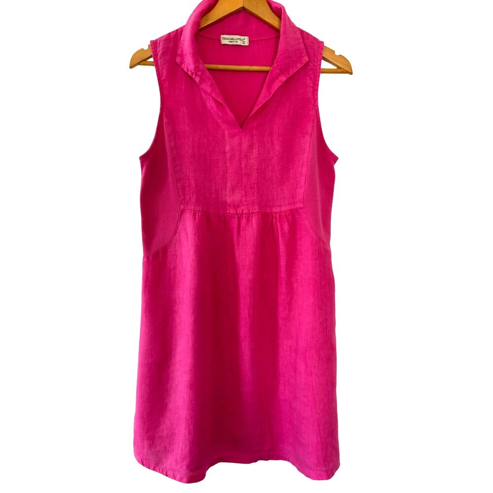 Terzo Millenio 100% Linen Dress Sz. Small Hot Pink Relaxed Casual Comfort